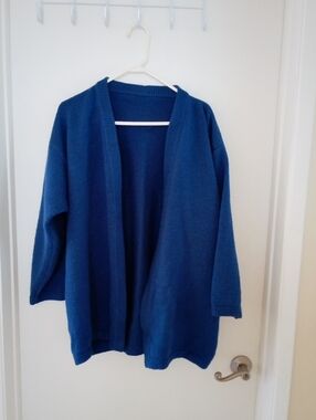 Medium Blue Open-Front Women's Cardigan Sweater